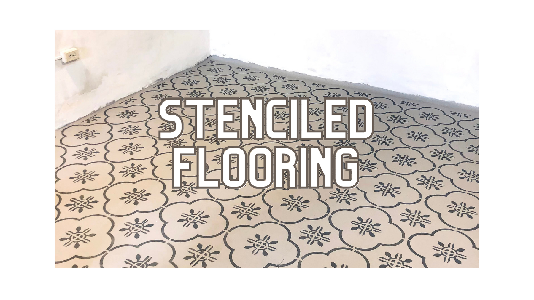 Sunburst tile stencil on painted floor