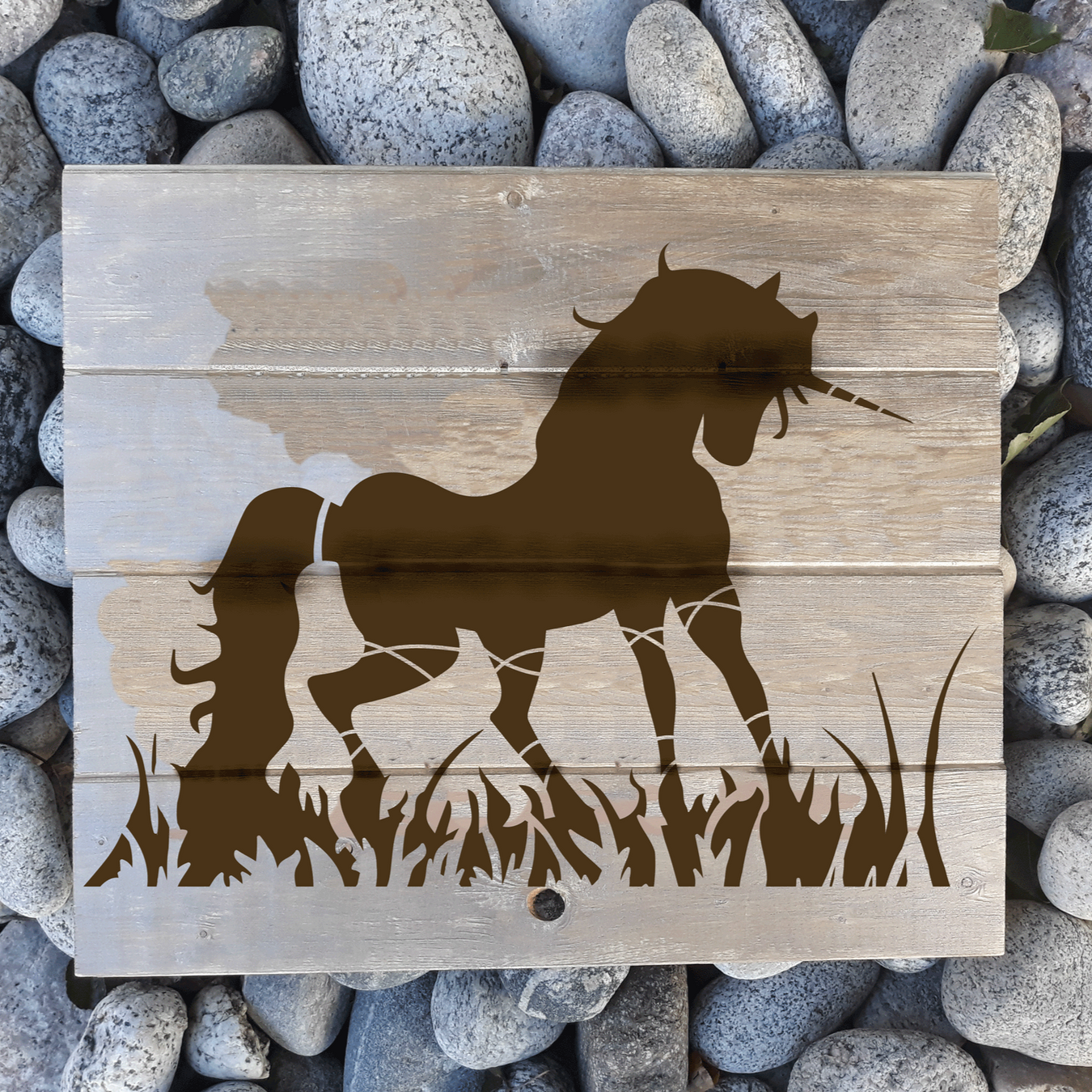 decorative art with painted unicorn