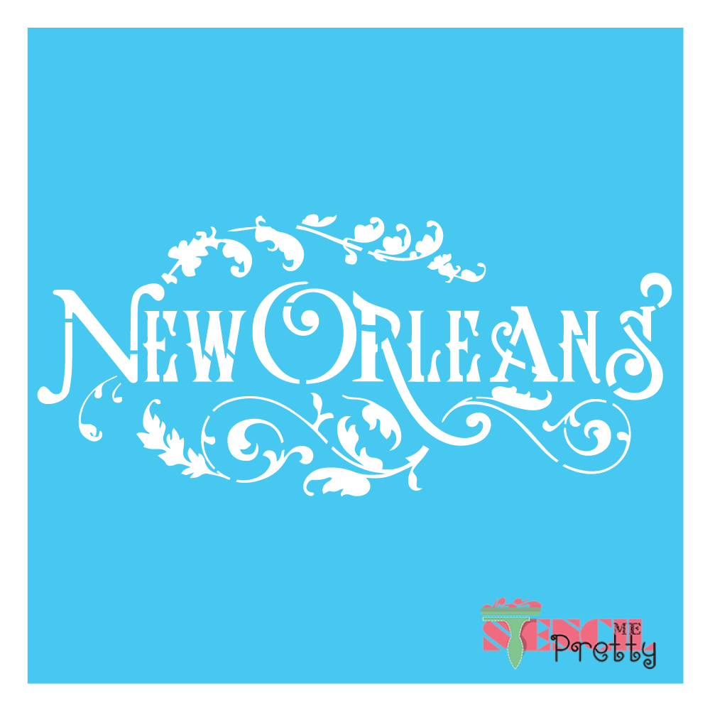 New Orleans with scrolls stencil