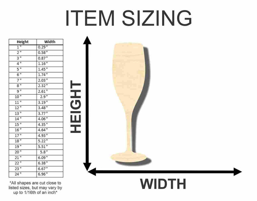 Unfinished Wood Champagne Glass Shape - Party Decor - Craft - up to 46" DIY