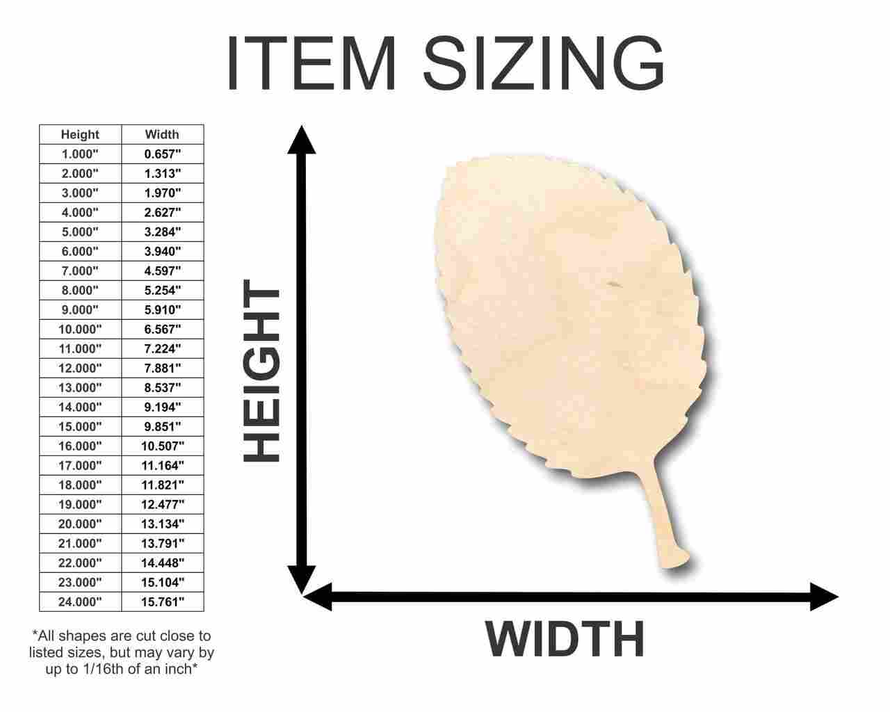 Unfinished Wood Apple Leaf Shape - Craft - up to 46