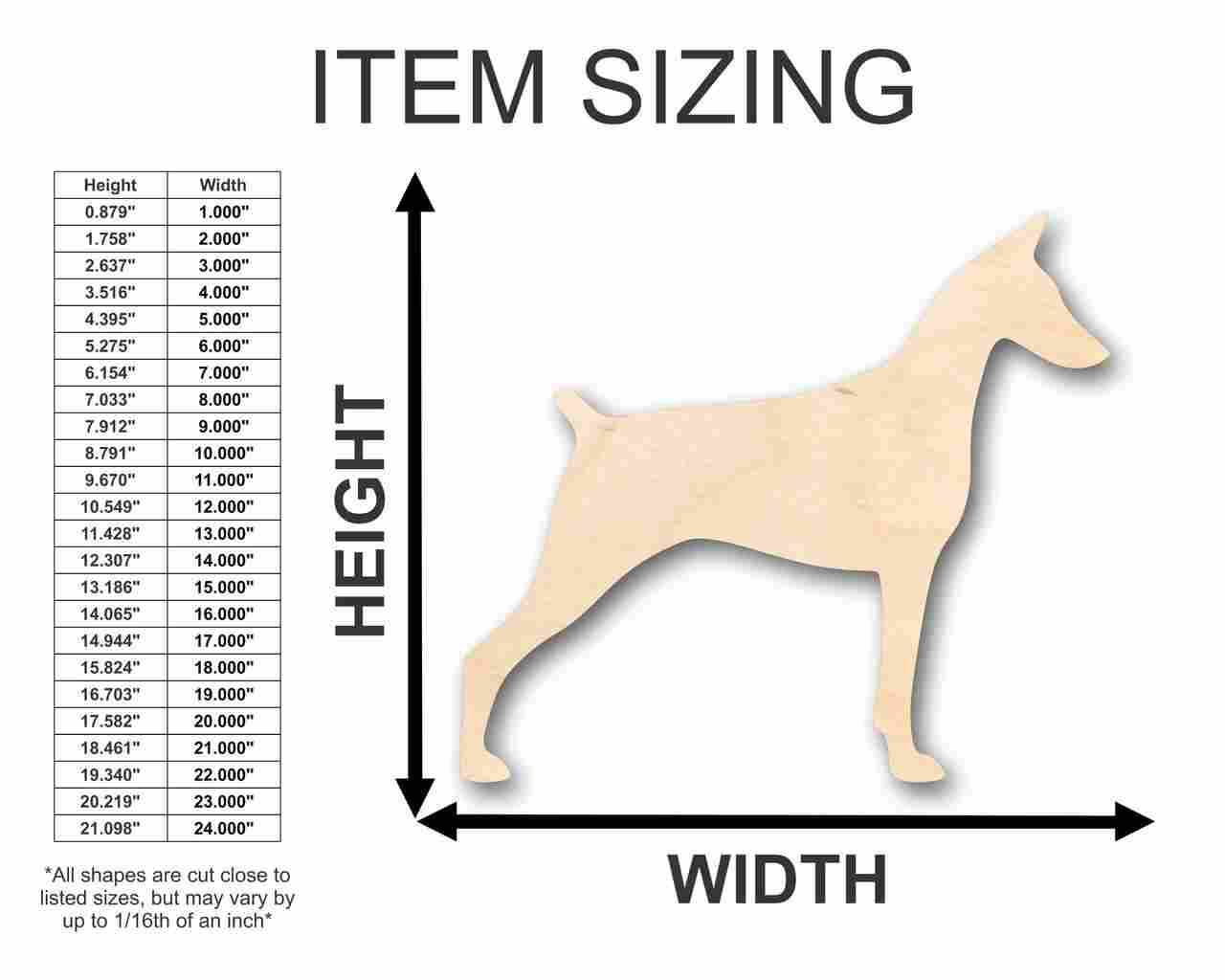 Unfinished Wood Doberman Dog Shape - Animal - Pet - Craft - up to 46