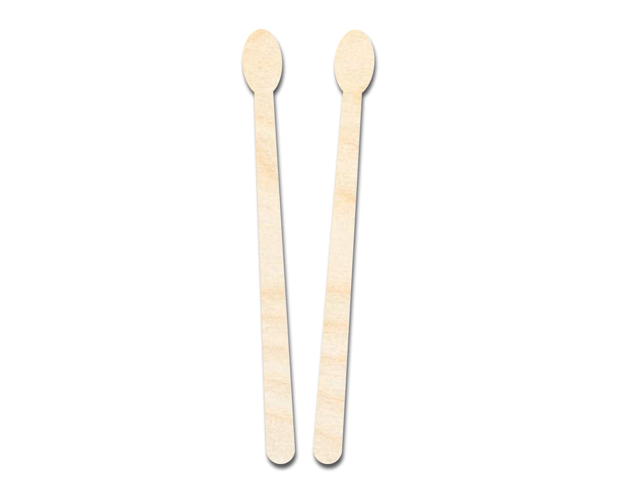 Unfinished Wood Drum Sticks Shape - Craft - up to 46"
