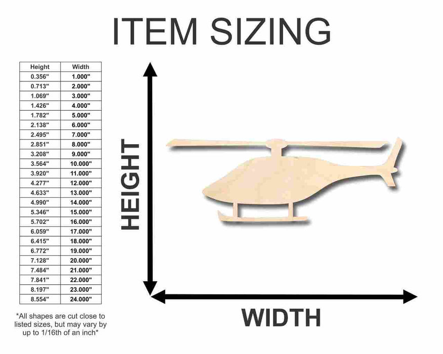 Unfinished Wood Helicopter Shape - Military - News - Craft - up to 46" DIY