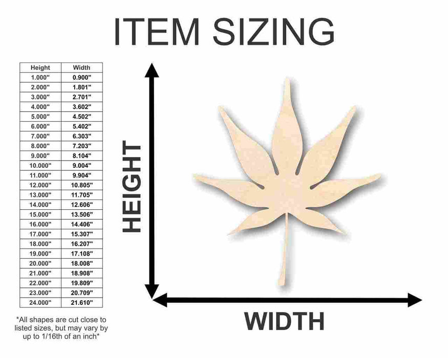 Unfinished Wood Japanese Maple Leaf Shape - Fall - Craft - up to 46" DIY