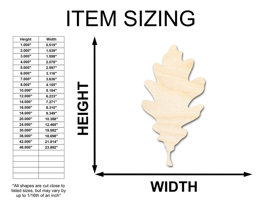 Unfinished Wood Oak Leaf Shape - Fall - Craft - up to 46" DIY