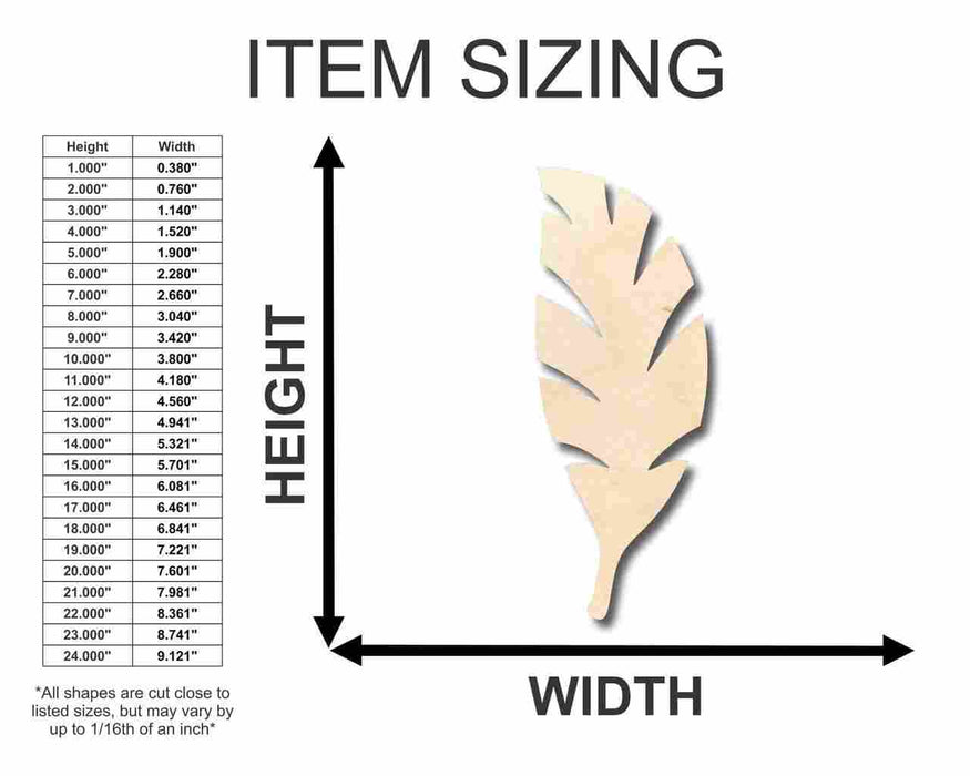 Unfinished Wood Palm Tree Leaf Shape - Craft - up to 46" DIY