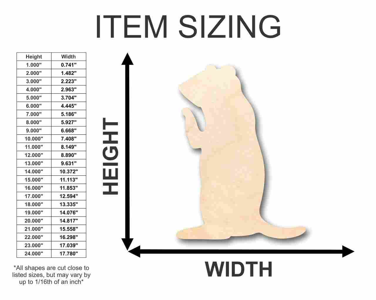 Unfinished Wood Prairie Dog Shape - Animal - Wildlife - Craft - up to 46