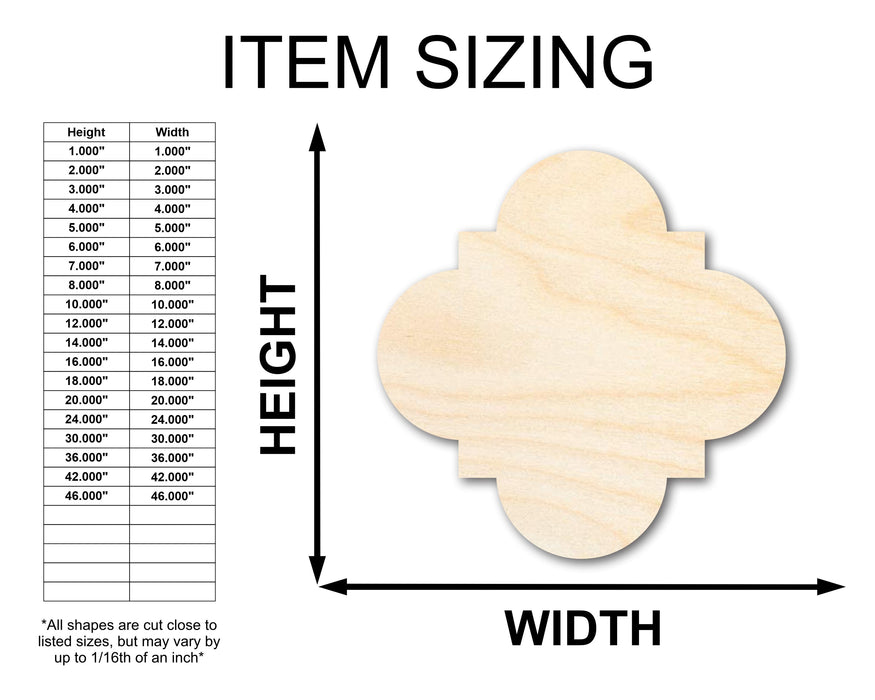Unfinished Wood Quatrefoil Shape - Craft - up to 46" DIY