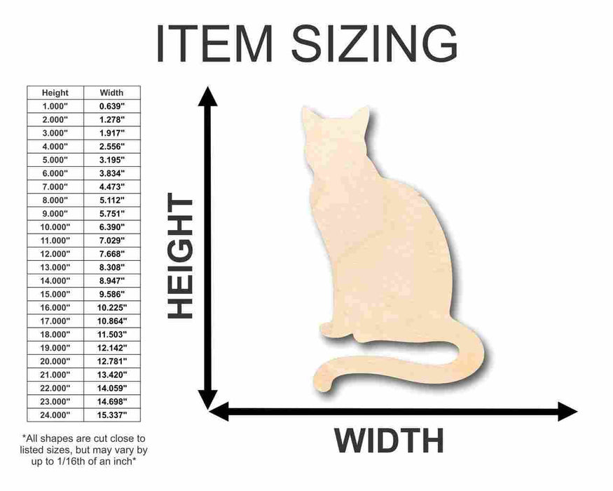 Unfinished Wood Sitting Cat Shape - Animal - Pet - Craft - up to 46" DIY