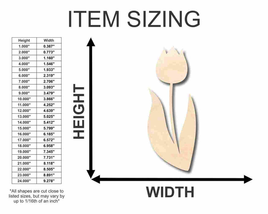 Unfinished Wood Tulip Shape - Spring - Flower - Craft - up to 46" DIY