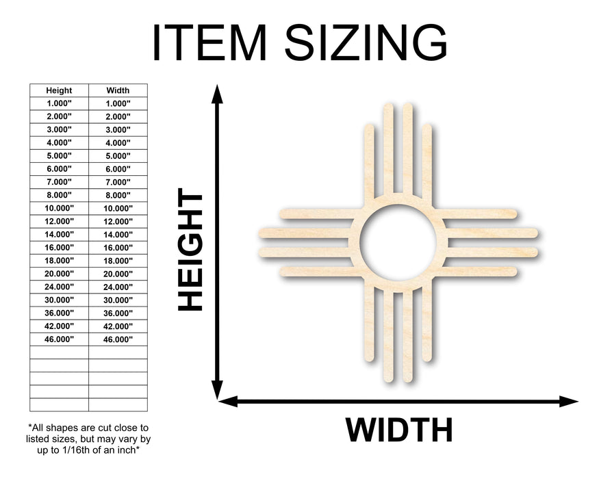 Unfinished Wood Zia Shape - Craft - up to 46" DIY