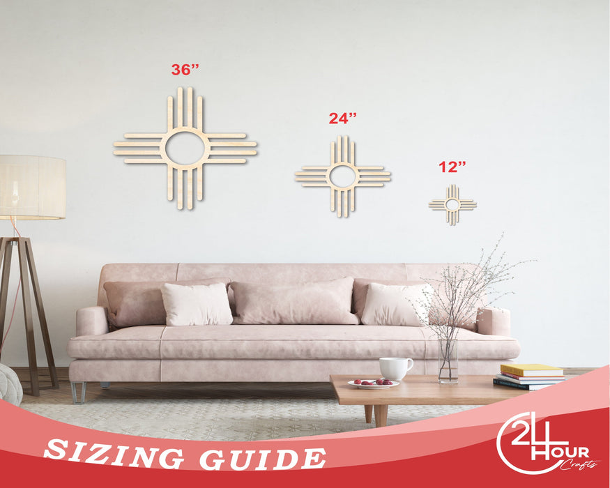 Unfinished Wood Zia Shape - Craft - up to 46" DIY