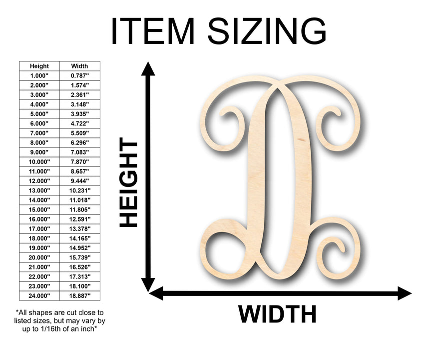 Unfinished Wood Monogram D Shape - Craft - up to 46" DIY