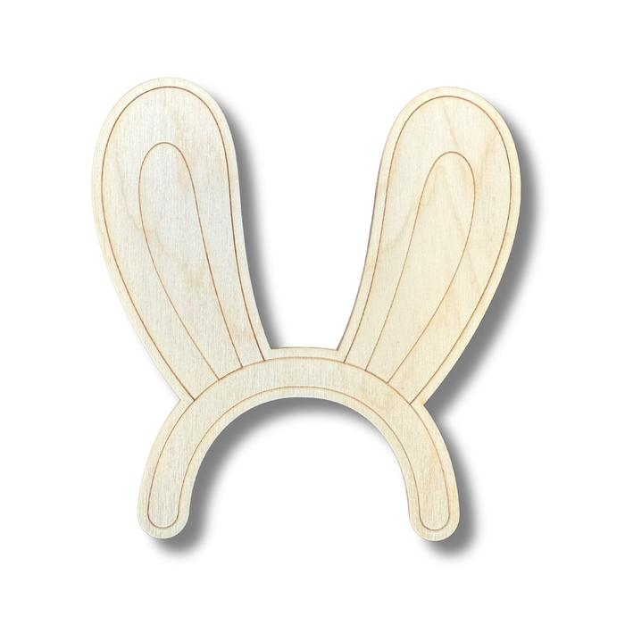 Unfinished Wood Etched Bunny Ears Shape | Paint By Line Crafts | up to 30" DIY