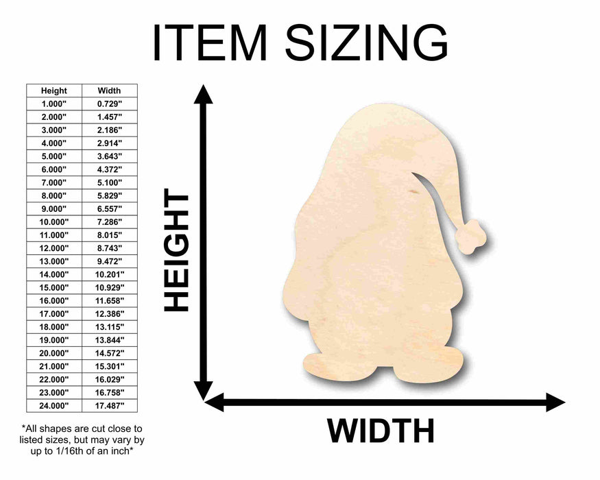 Unfinished Wood Christmas Gnome Silhouette - Craft- up to 46" DIY