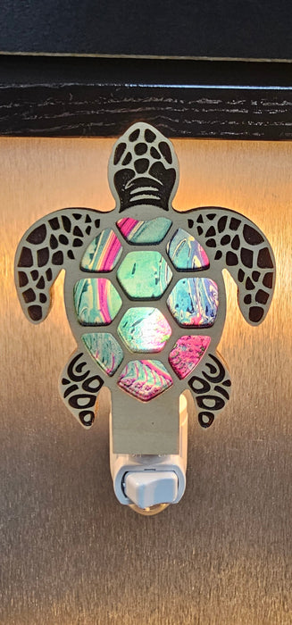 Sea Turtle Night Light - Stained Glass-Inspired Turtle Nightlight – LED Accent Light