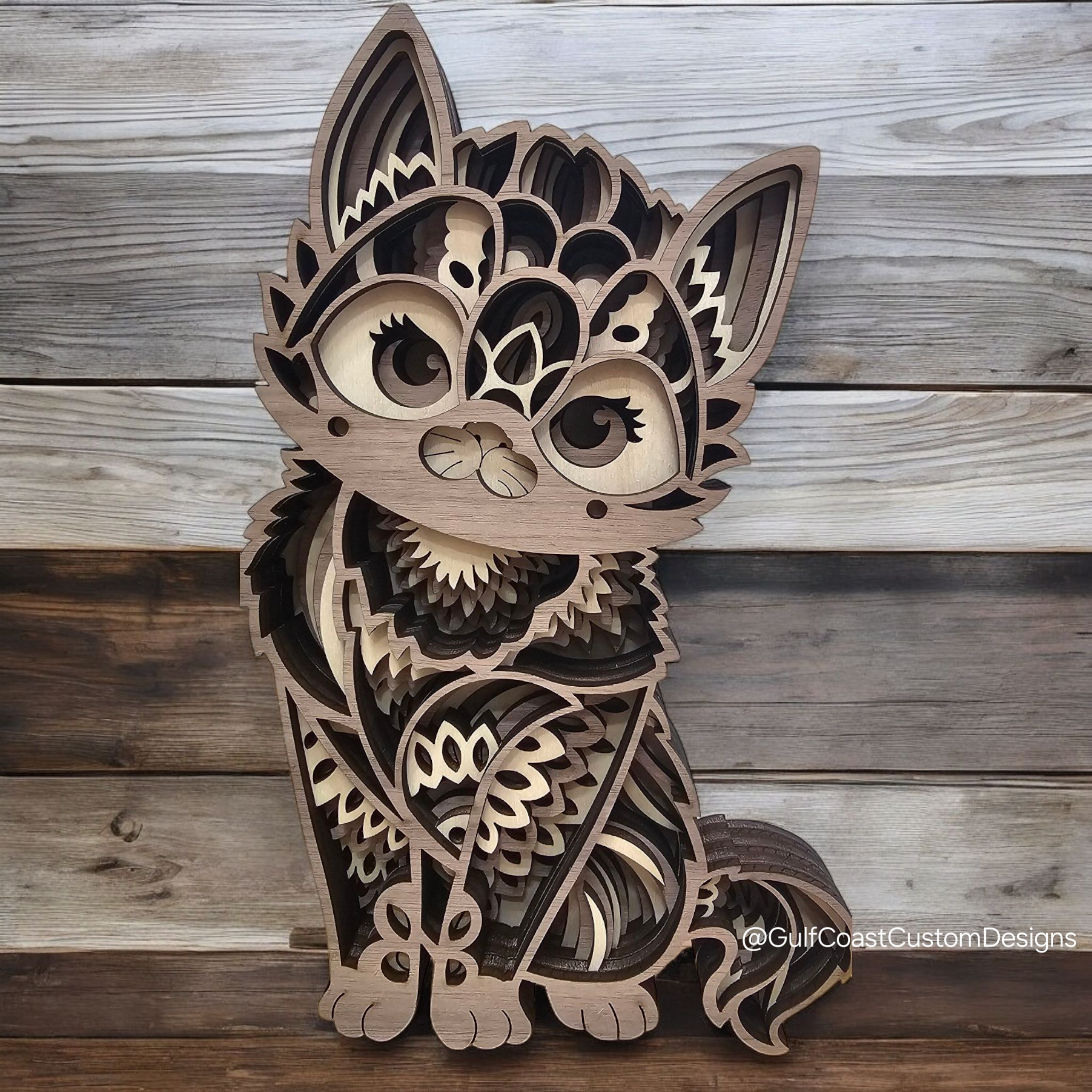 Multi-Layer Cat Wall Art – 3D Wooden Layered Cat Decor