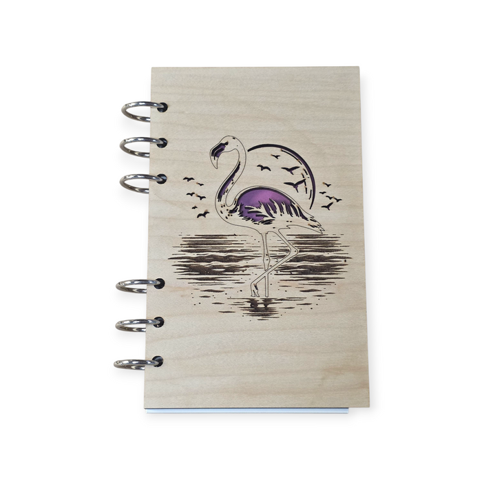 Flamingo Refillable A6 Wood Notebook Journal A6