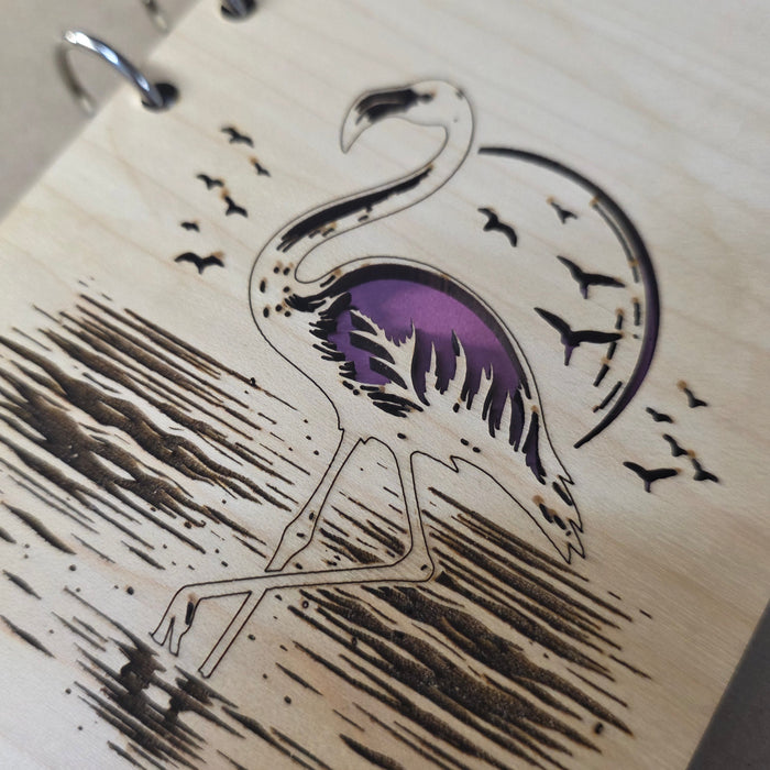 Flamingo Refillable A6 Wood Notebook Journal A6