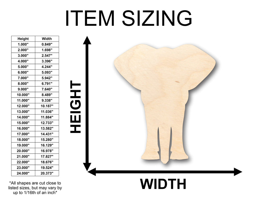 Unfinished Wood African Wildlife Elephant Shape - Craft - up to 46" DIY