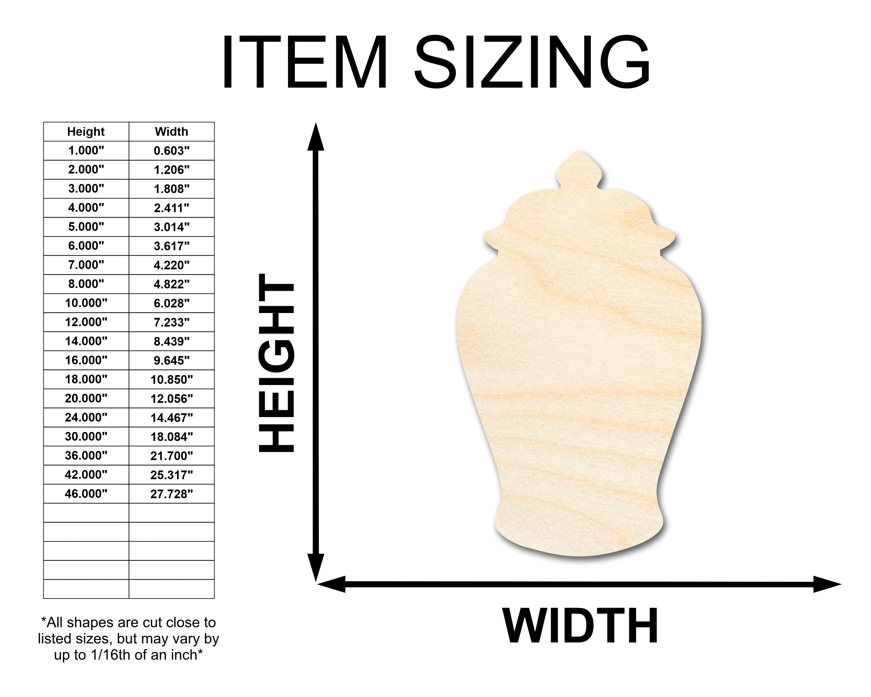 Unfinished Wood Ginger Jar Silhouette - Craft - up to 46