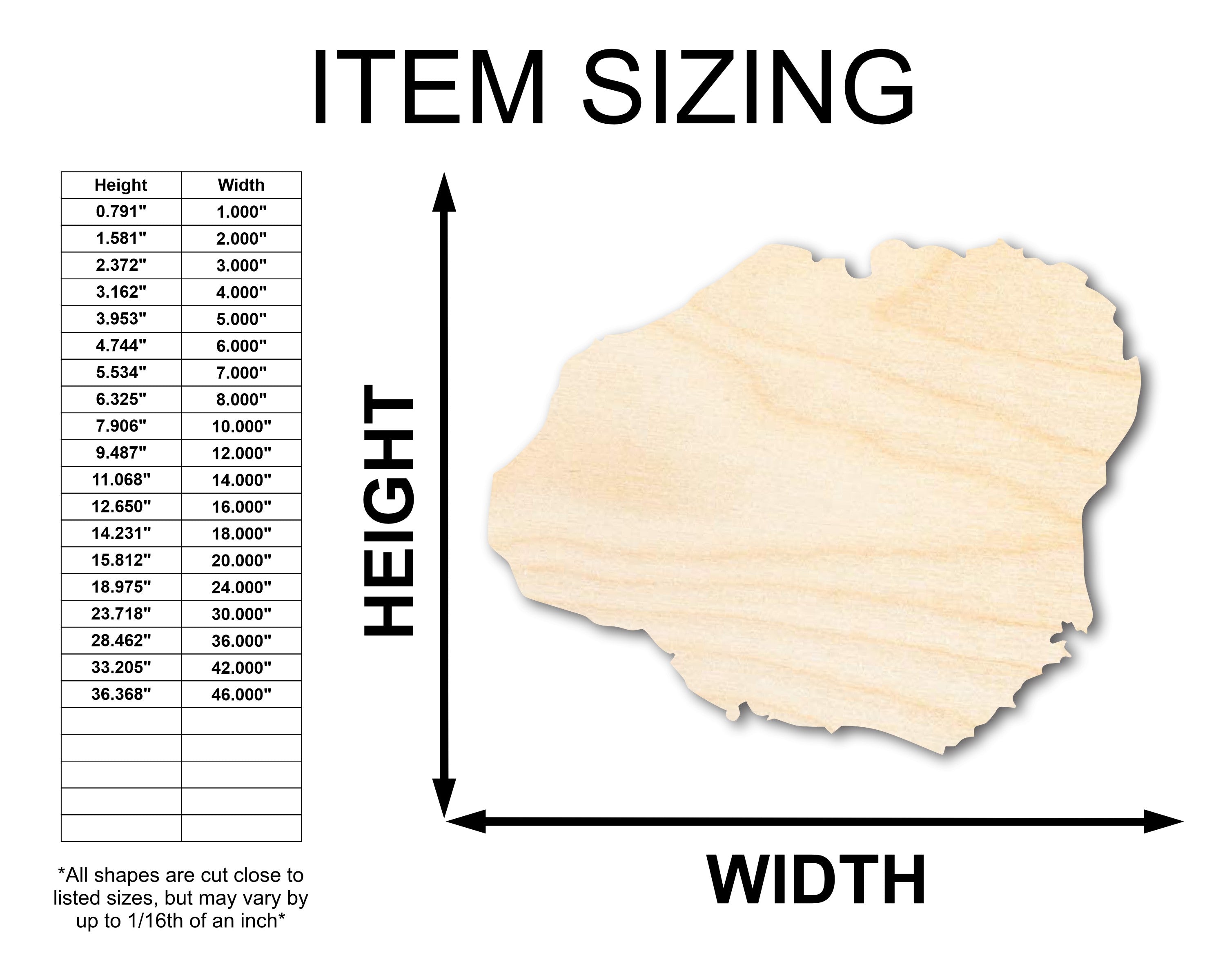 Unfinished Wood Kauai Hawaiian Island Shape - Craft - up to 46