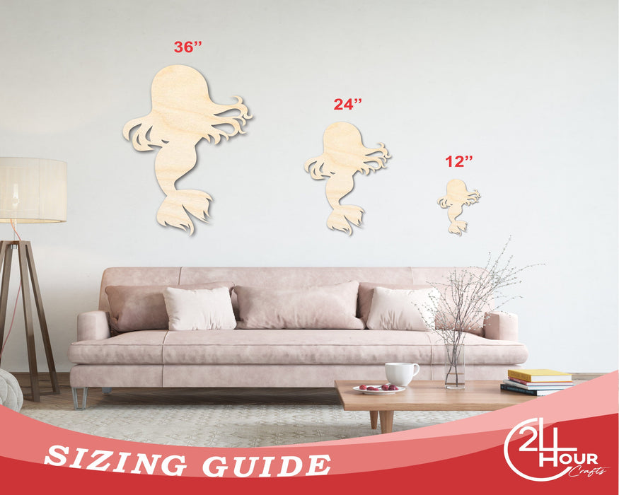 Unfinished Wood Cute Mermaid Silhouette - Craft - up to 46" DIY
