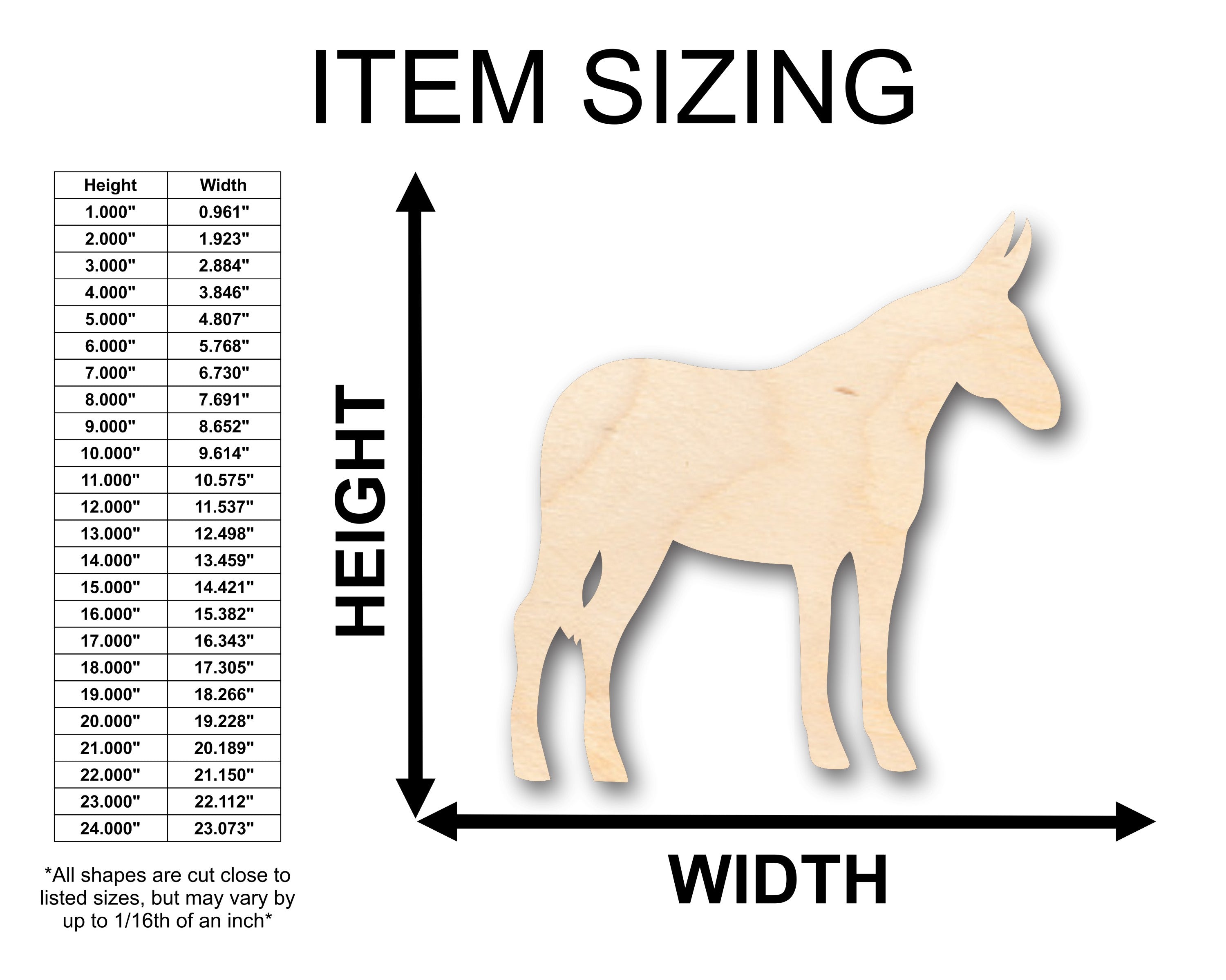 Unfinished Wood Mule Shape - Craft - up to 46