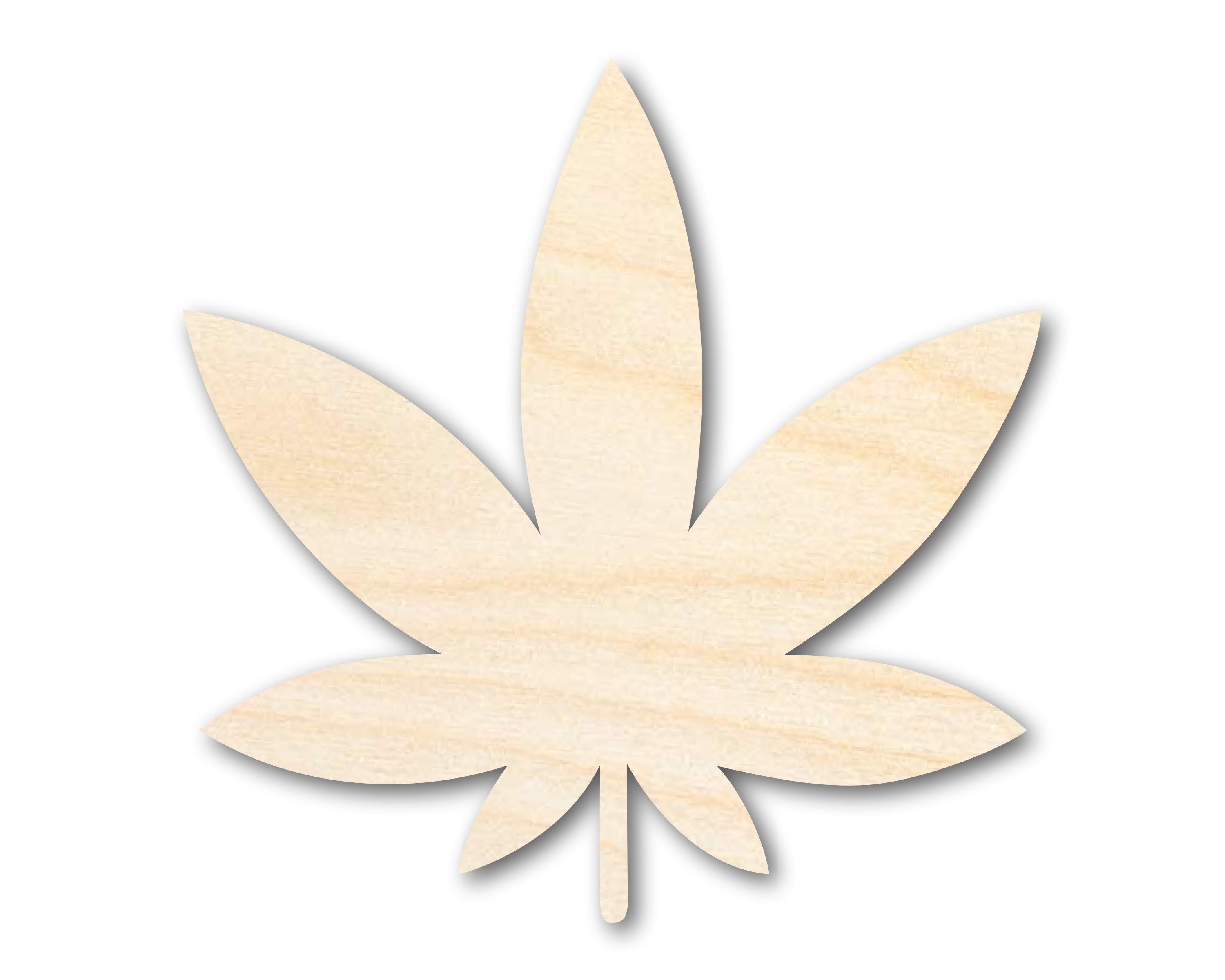 Unfinished Wood Simple Marijuana Leaf Shape - Craft - up to 46