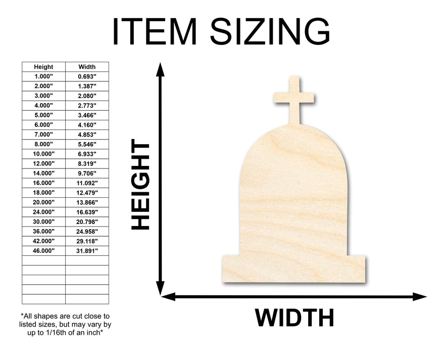 Unfinished Wood Cross Tombstone Shape - Craft - up to 46"