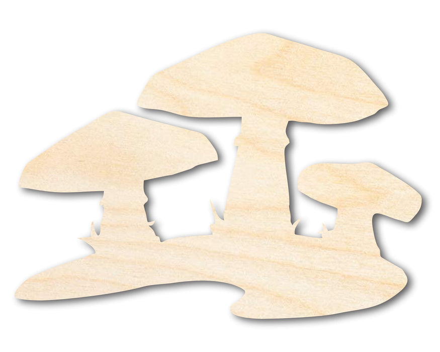 Unfinished Wood Mushrooms Shape - Craft - up to 46"