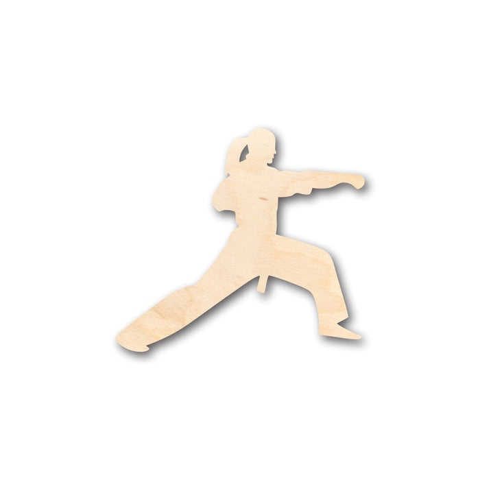 Unfinished Wood Female Martial Arts Karate Shape - Craft - up to 46" DIY