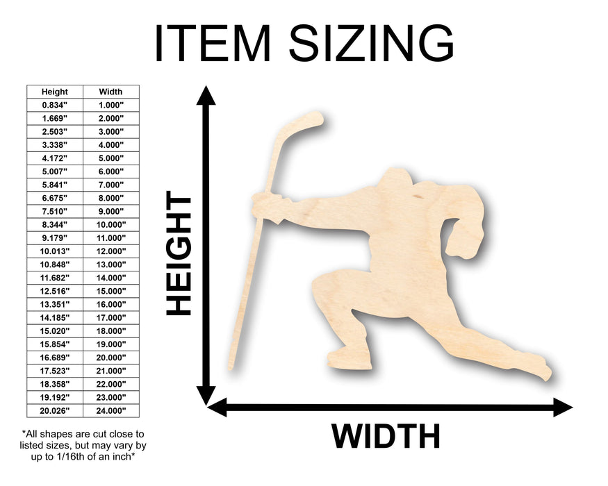 Unfinished Wood Hockey Player Shape - Craft - up to 46" DIY