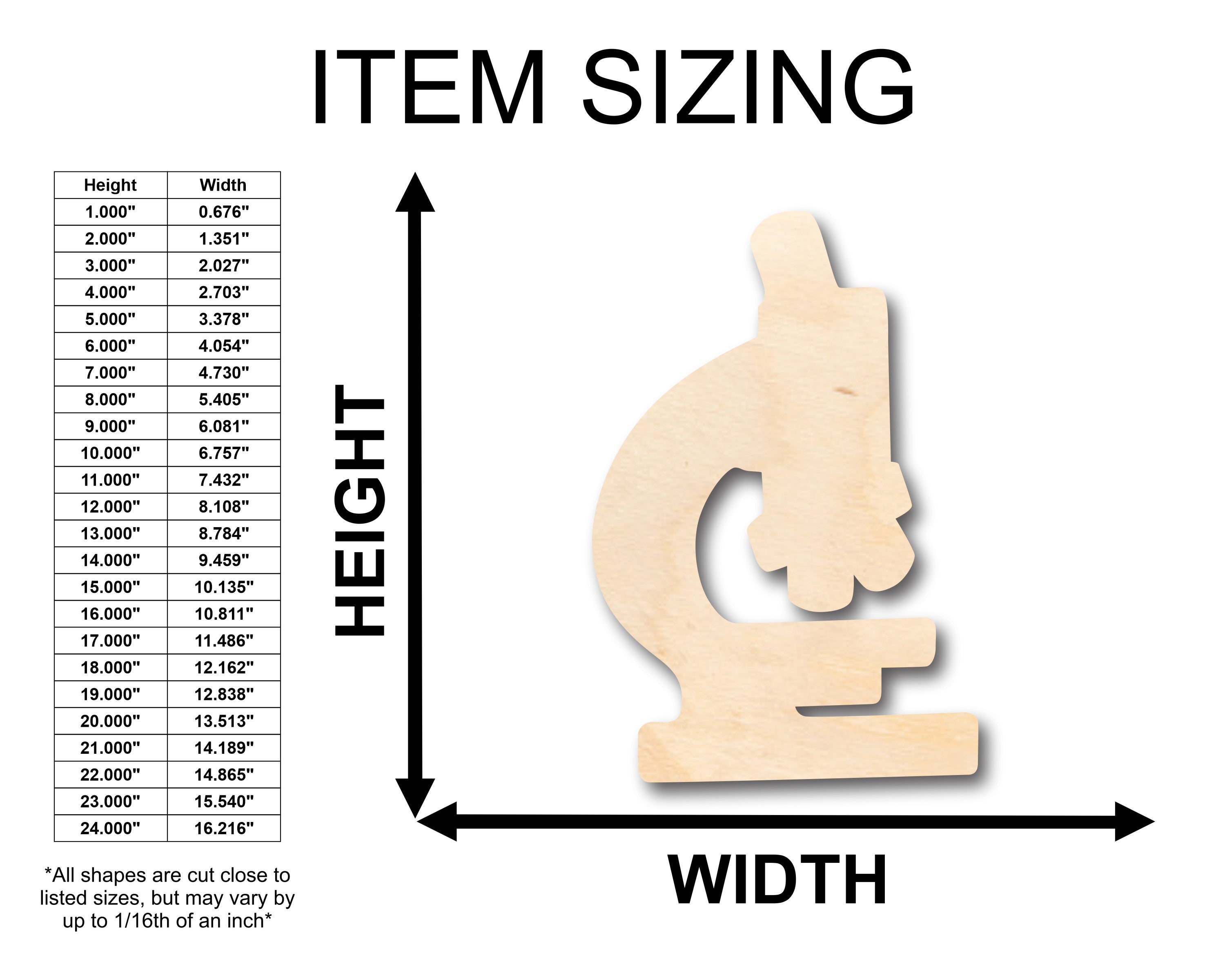 Unfinished Wood Microscope Shape - Craft - up to 46