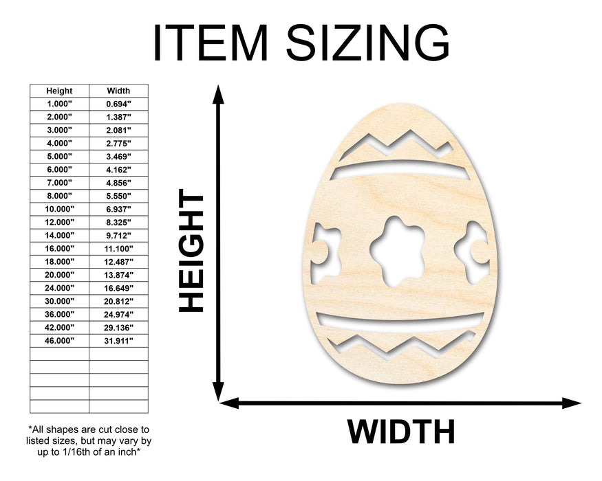 Unfinished Wood Striped Flower Egg Shape - Easter Craft - up to 46" DIY