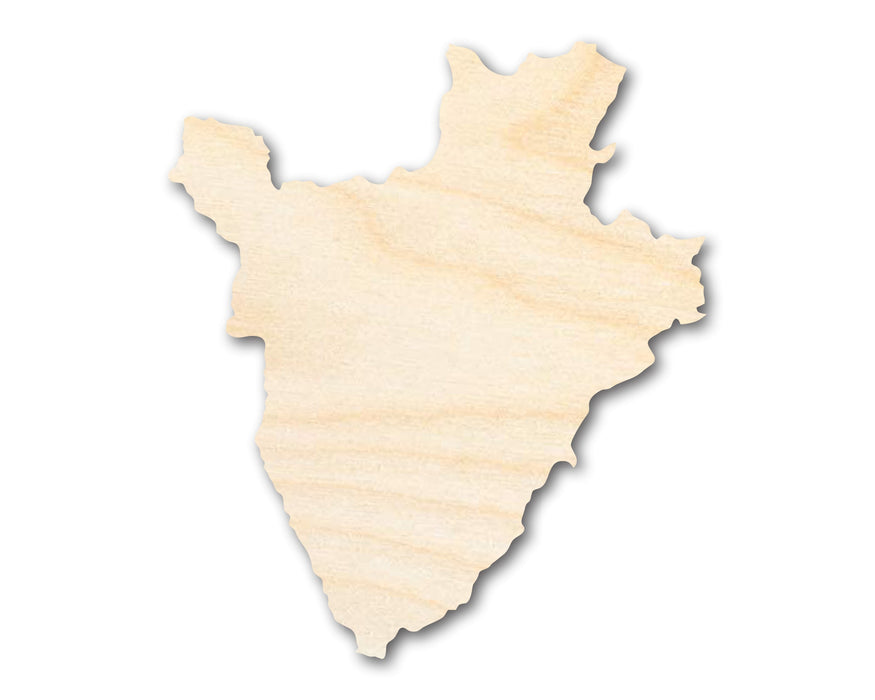 Unfinished Wood Burundi Country Shape - East Africa Craft - up to 46" DIY