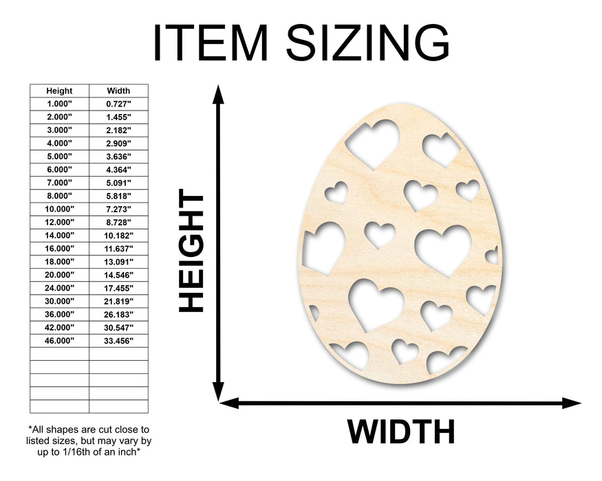 Unfinished Wood Heart Egg Shape - Easter Craft - up to 46" DIY