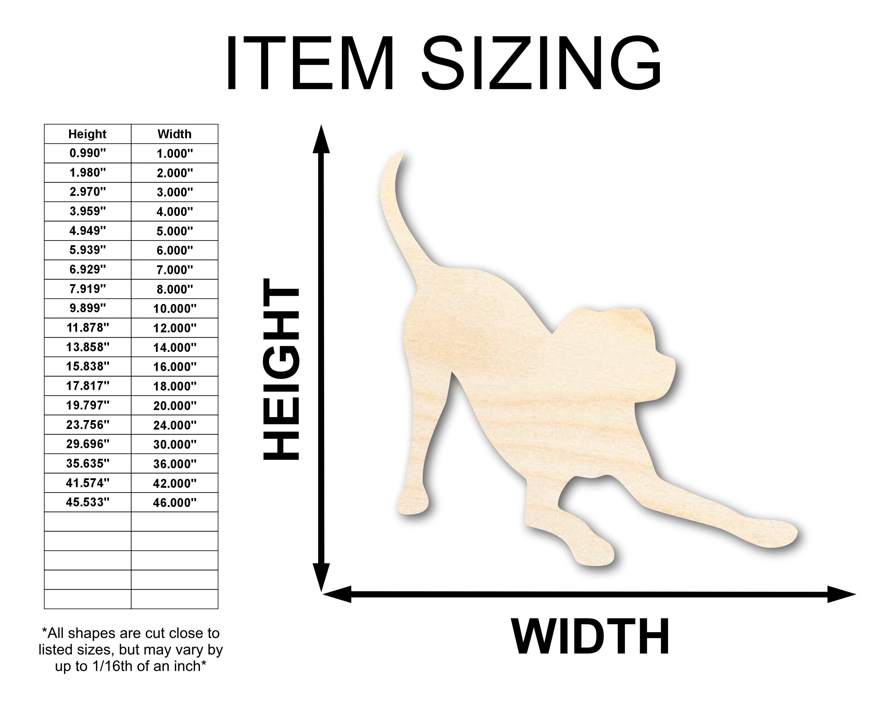 Unfinished Wood Play Bow Dog Silhouette | DIY Dog Craft Cutout | up to 46