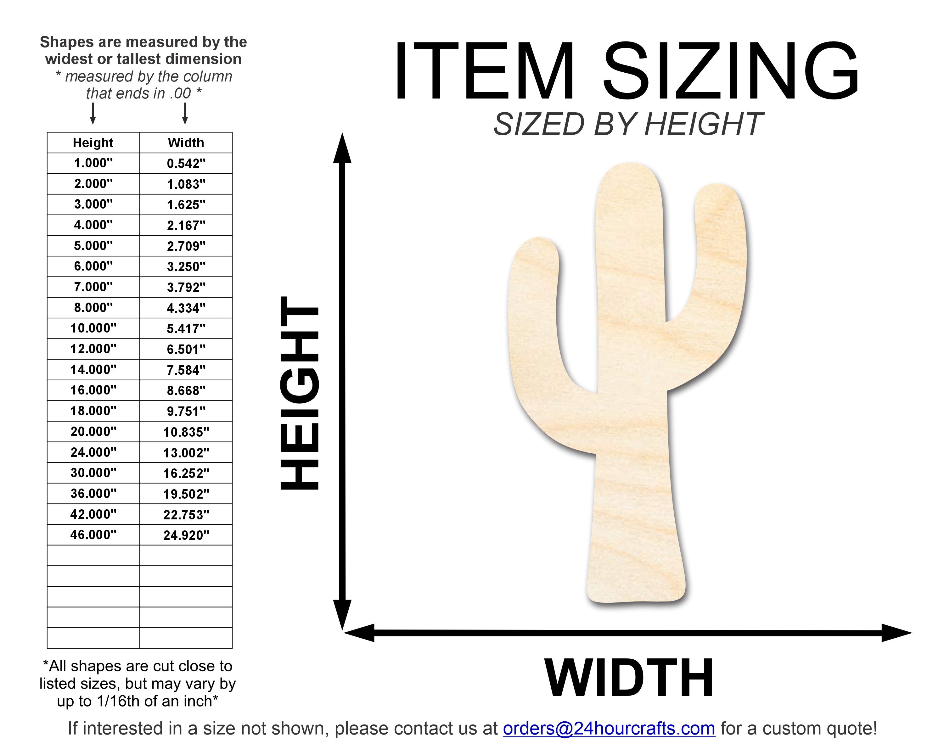 Unfinished Wood Cactus Shape | DIY Craft Cutout | up to 46