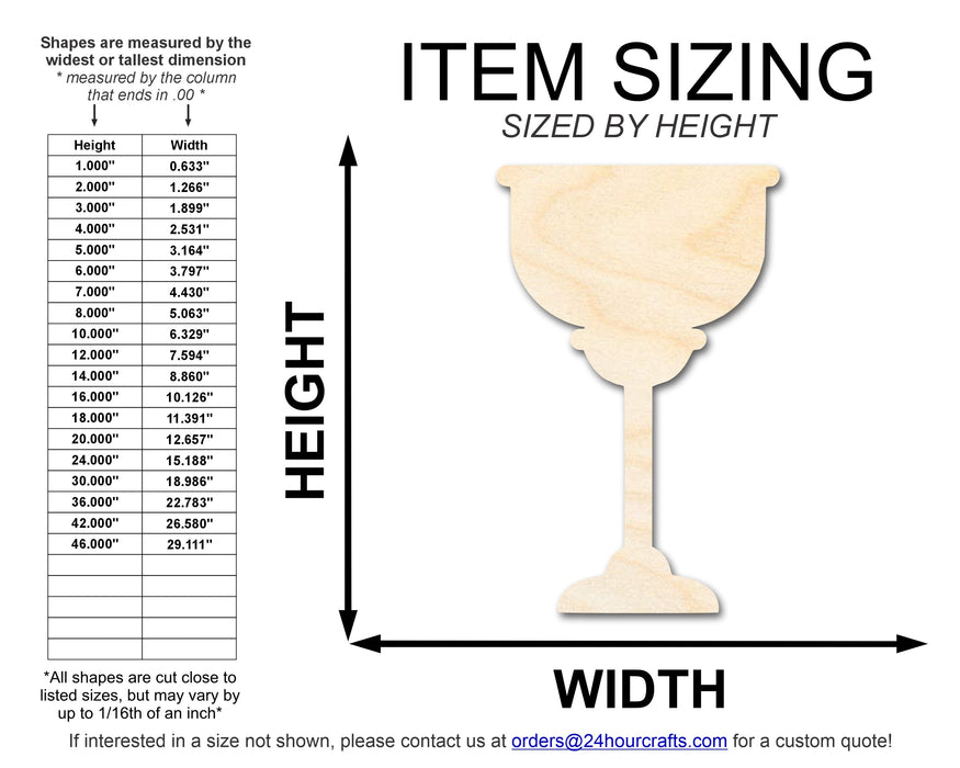 Unfinished Wood Golden Cup Shape | DIY Craft Cutout | up to 46" DIY