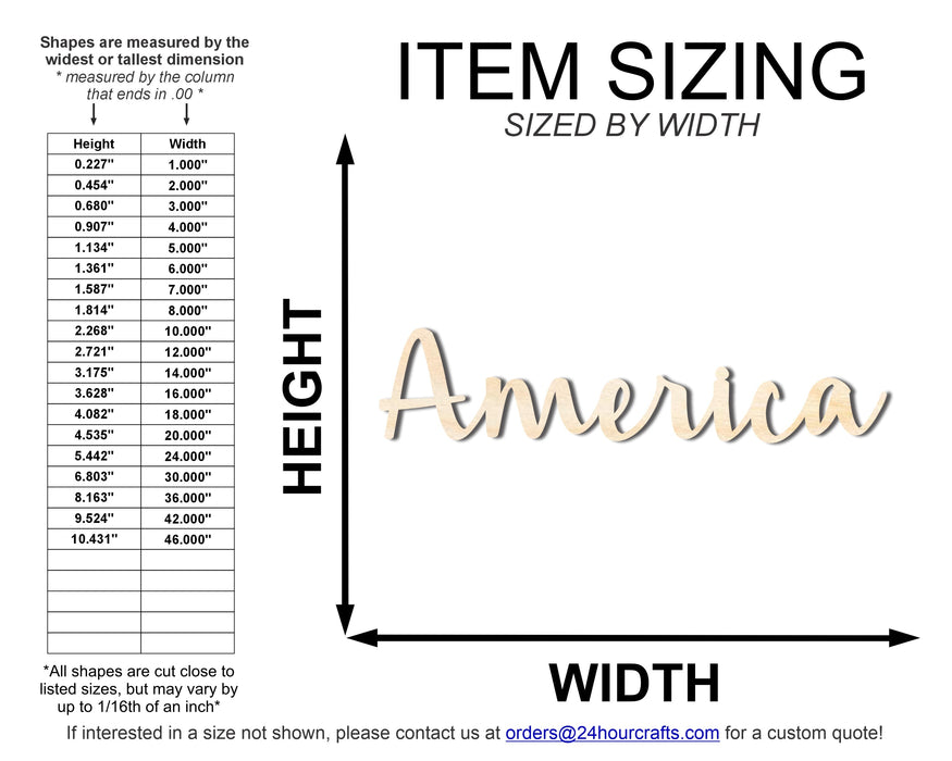Unfinished Wood America Script | DIY Craft Cutout | up to 46" DIY
