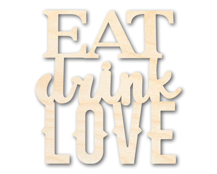 Unfinished Wood Eat Love Drink Cutout | DIY Craft Shape | up to 46" DIY