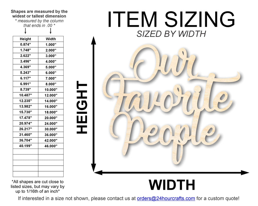 Unfinished Wood Our Favorite People Cutout | DIY Craft Shape | up to 46" DIY