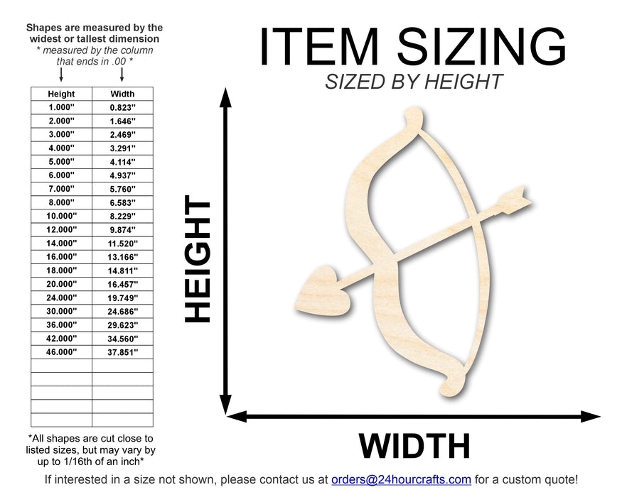 Unfinished Wood Heart Bow and Arrow Shape | DIY Craft Cutout | up to 46" DIY