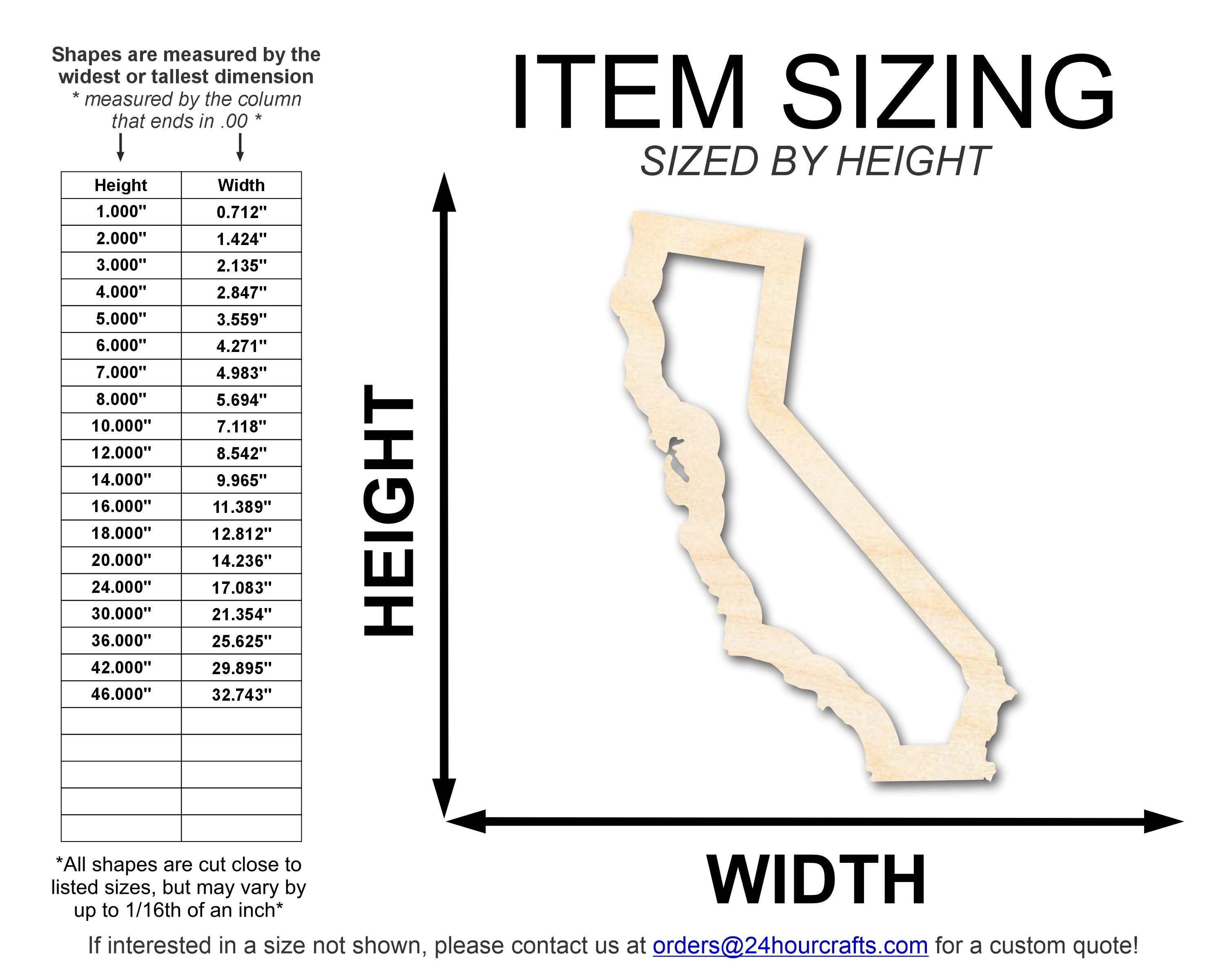 Unfinished Wood California Outline Shape | DIY Craft Cutout | up to 46