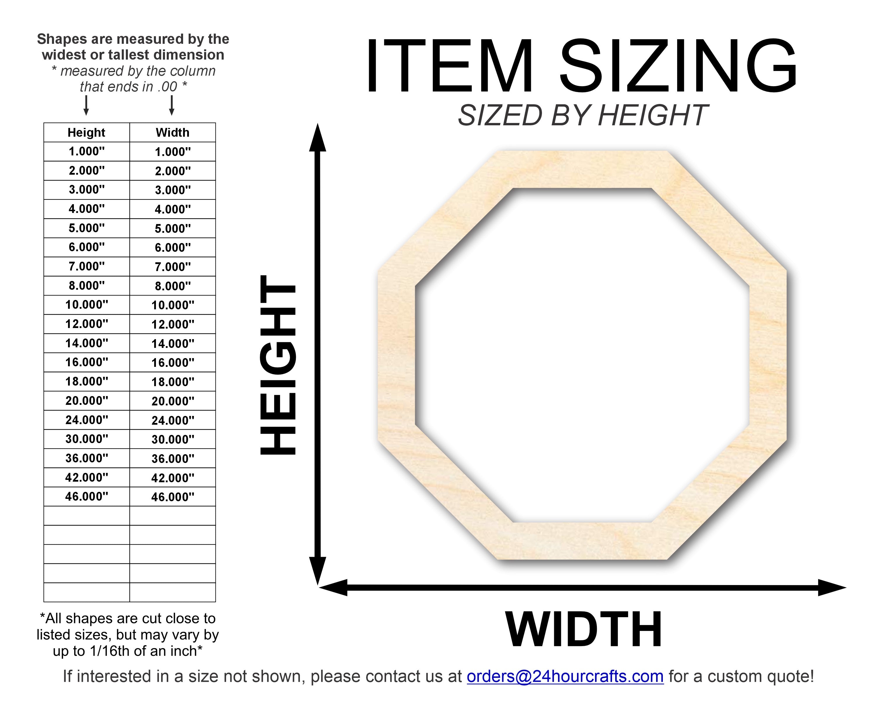 Unfinished Wood Octagon Outline Shape | DIY Craft Cutout | up to 46