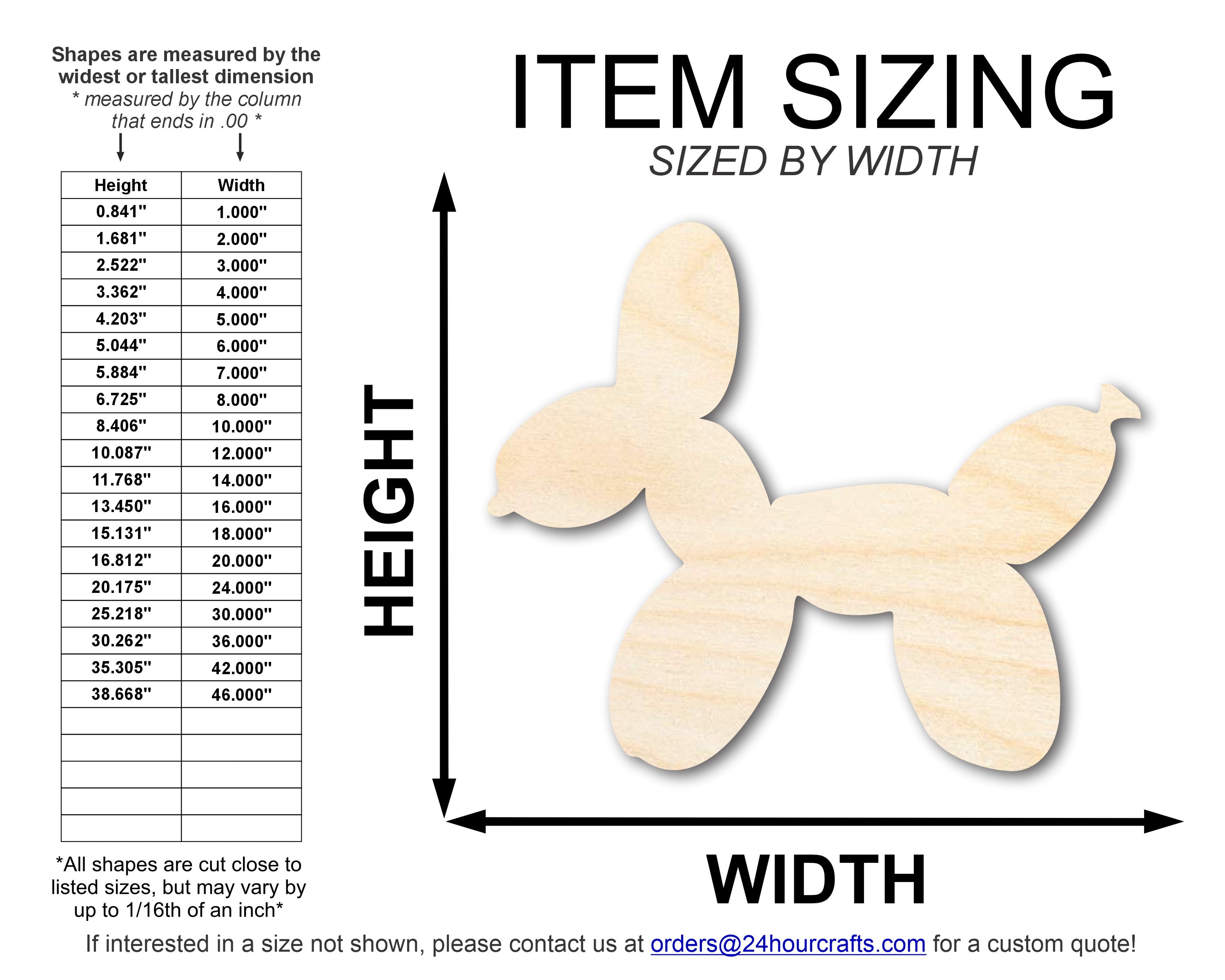 Unfinished Wood Balloon Dog Shape | DIY Craft Cutout | up to 46