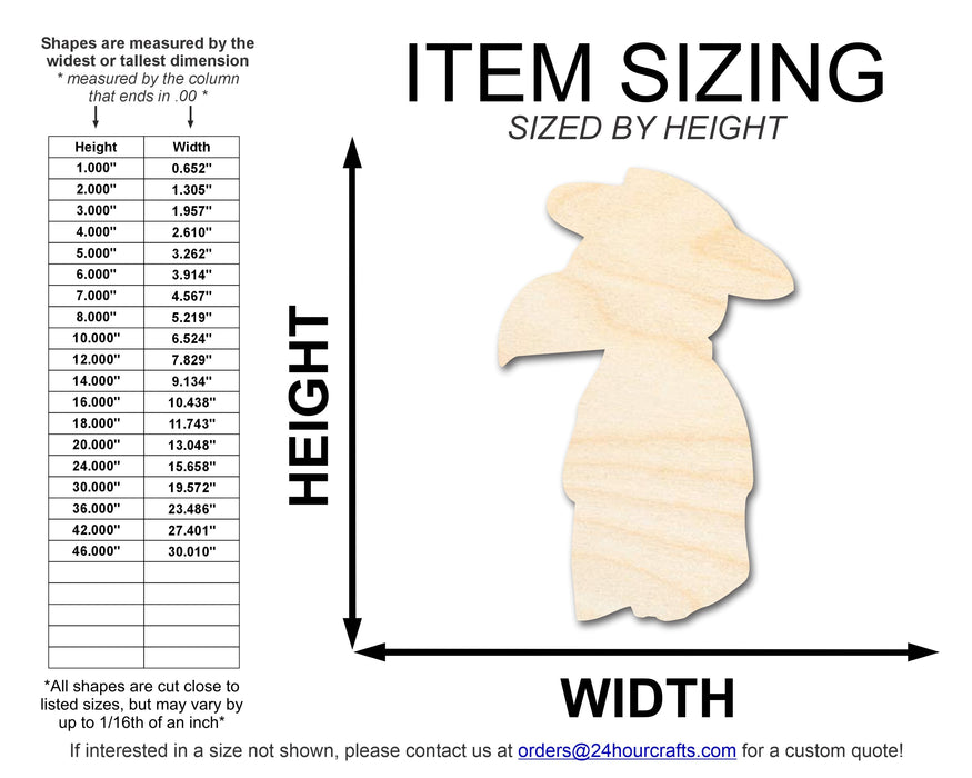 Unfinished Wood Cute Plague Doctor Shape | DIY Craft Cutout | up to 46" DIY