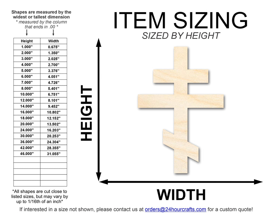 Unfinished Wood Orthodox Cross Shape | DIY Craft Cutout | up to 46" DIY